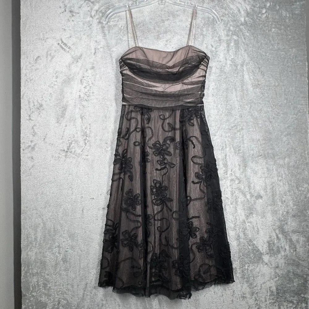 Jessica‎ Howard Dress Womens 12 Black Illusion Lace Dark Fairy Balletcore Retro